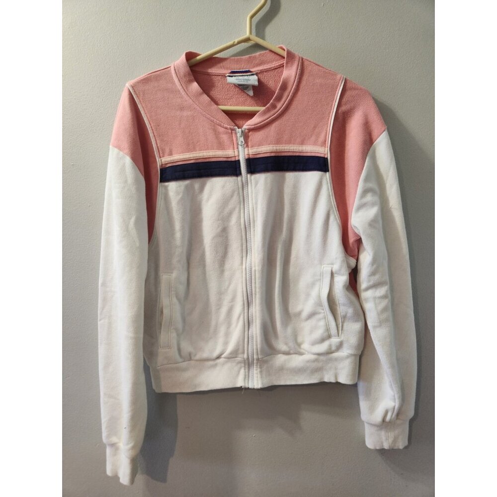 Champion Authentic Athleticwear Full Zip Medium White And Pink Pre-Owned